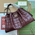 Gucci 746210 Gucci Deco medium tote bag in Wine red leather