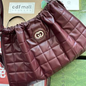 Gucci 746210 Gucci Deco medium tote bag in Wine red leather - Default Title - View 7