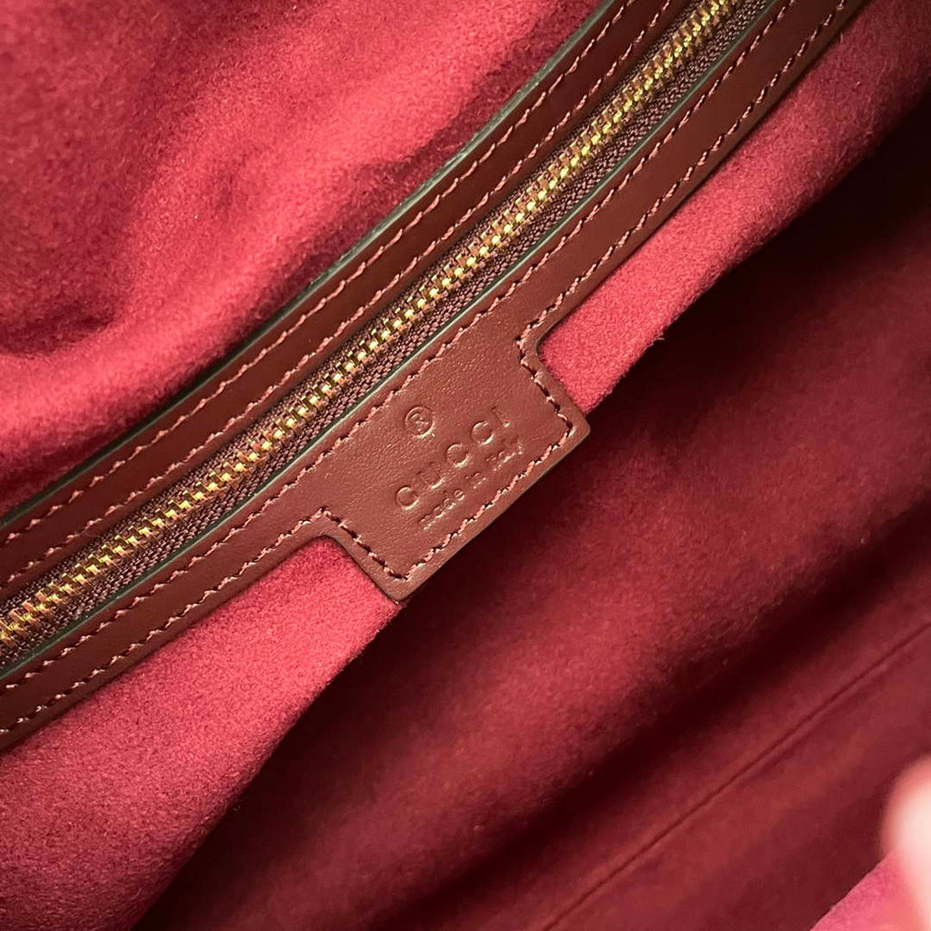 Gucci 746210 Gucci Deco medium tote bag in Wine red leather