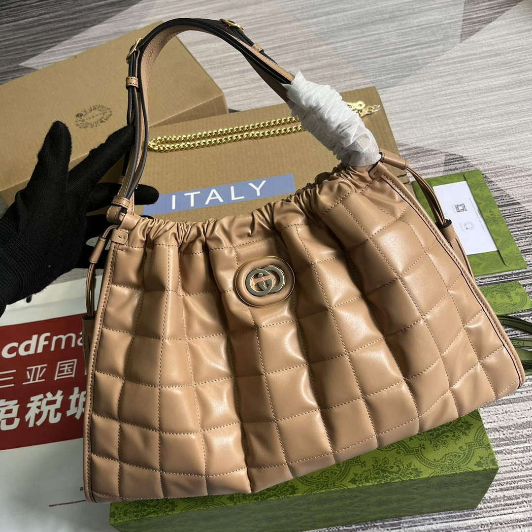 Gucci 746210 Gucci Deco Medium Tote Bag Rose beige