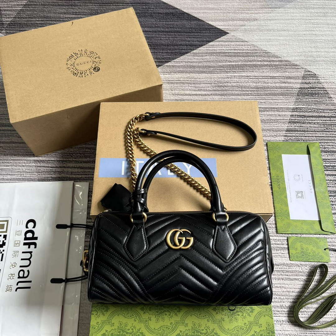 Gucci 746319 GG Marmont Small Top Handle Bag Black - Default Title - View 1