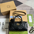 Gucci 746319 GG Marmont Small Top Handle Bag Black