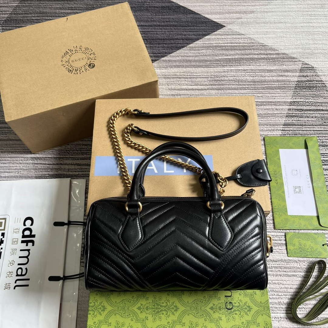 Gucci 746319 GG Marmont Small Top Handle Bag Black