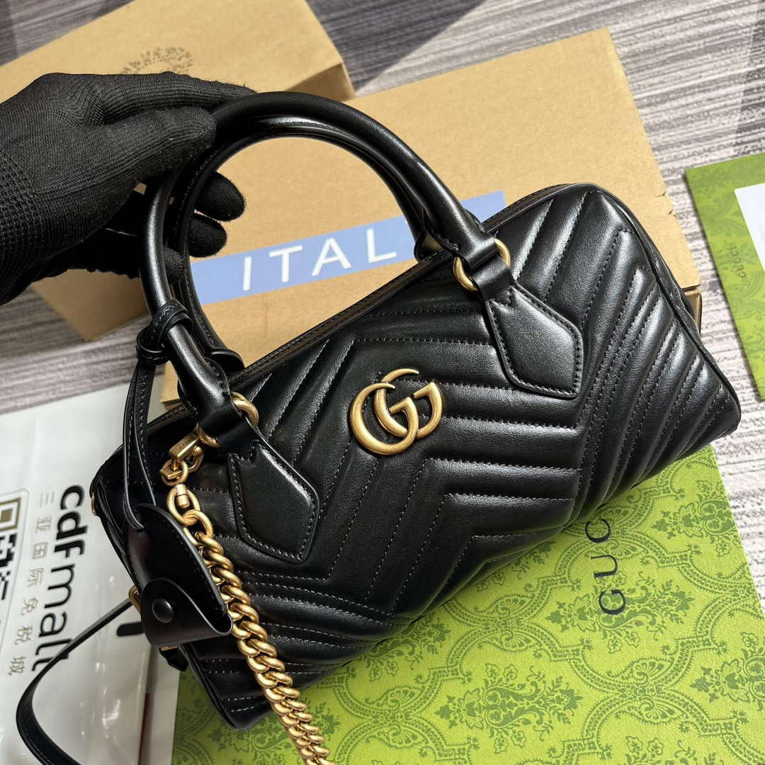 Gucci 746319 GG Marmont Small Top Handle Bag Black - Default Title - View 4
