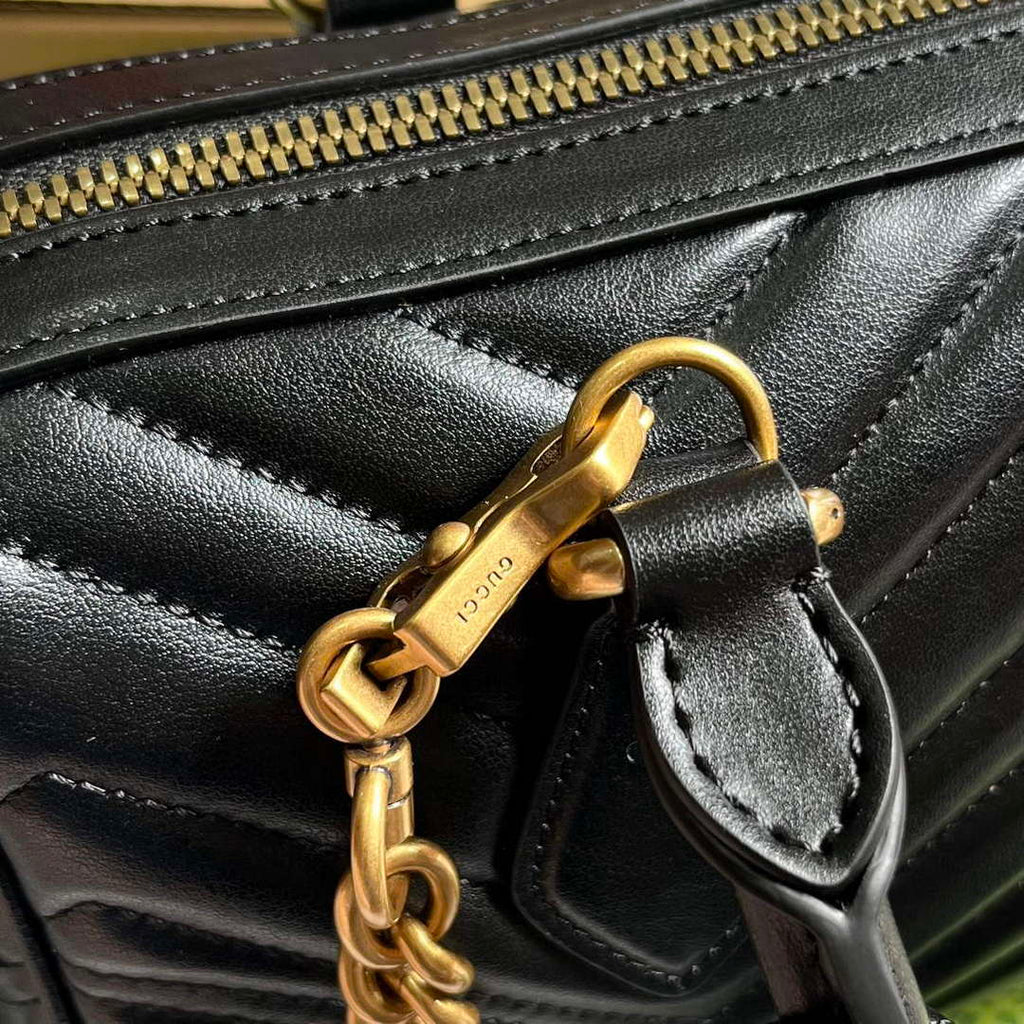 Gucci 746319 GG Marmont Small Top Handle Bag Black