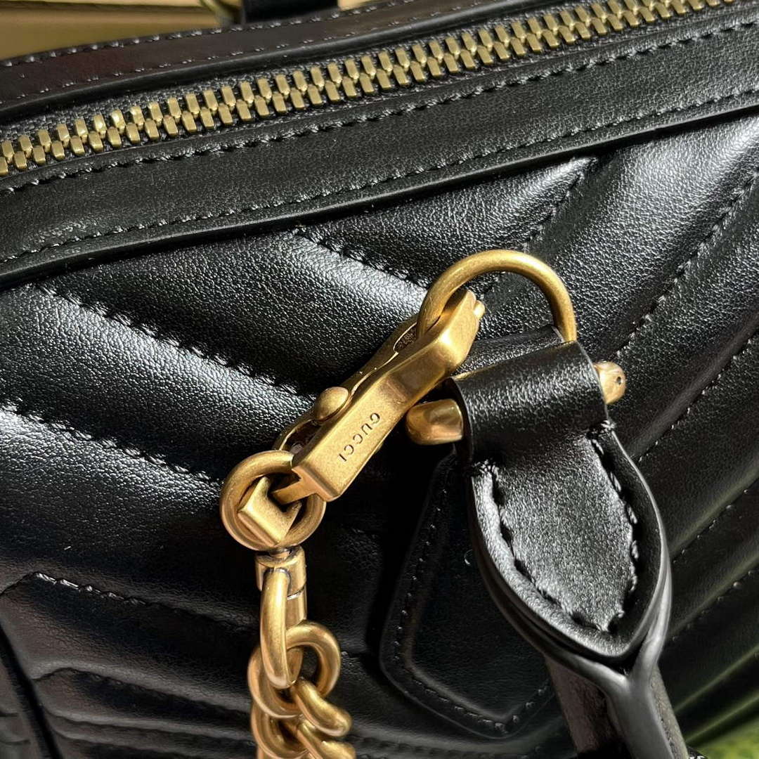 Gucci 746319 GG Marmont Small Top Handle Bag Black