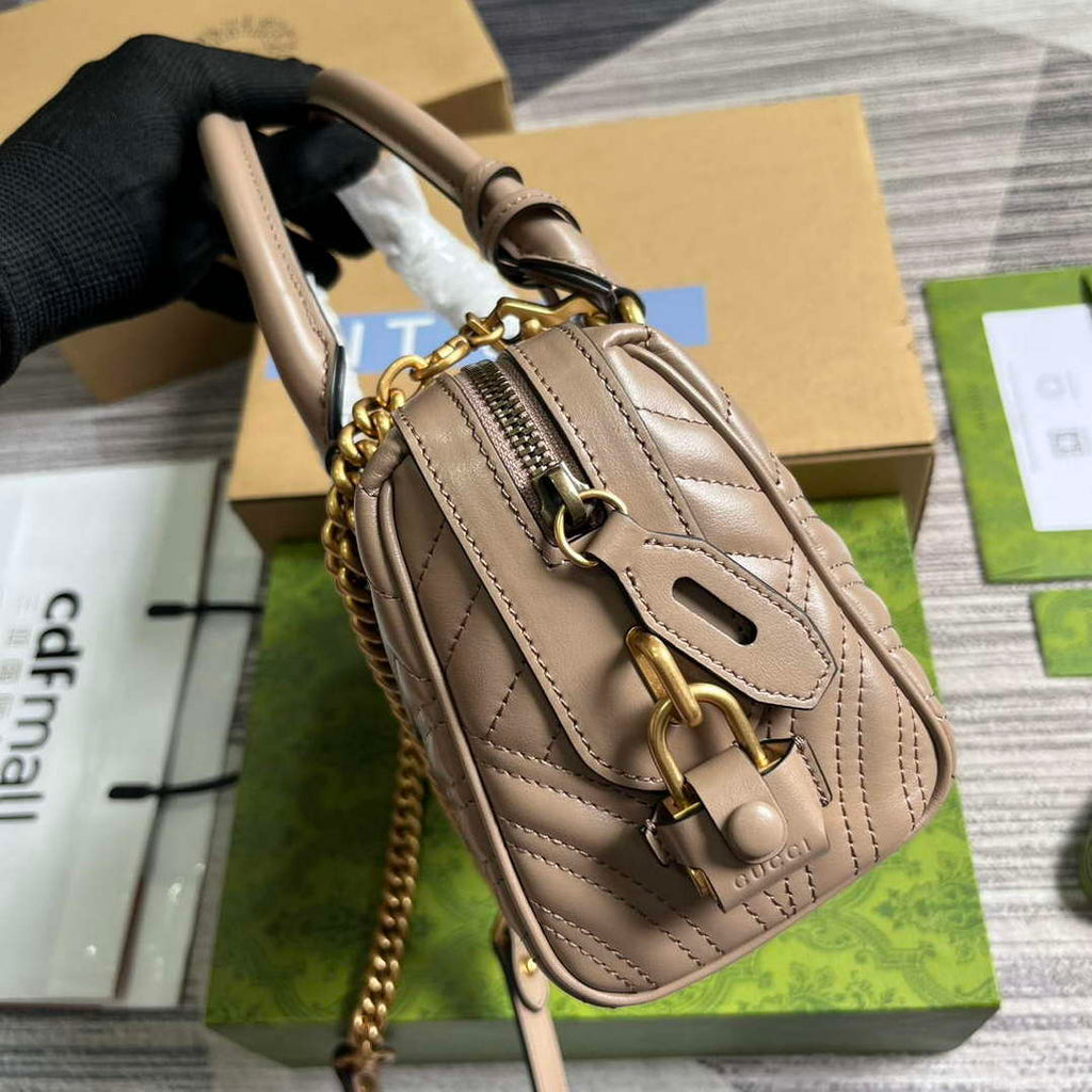 Gucci 746319 GG Marmont Small Top Handle Bag Milk tea