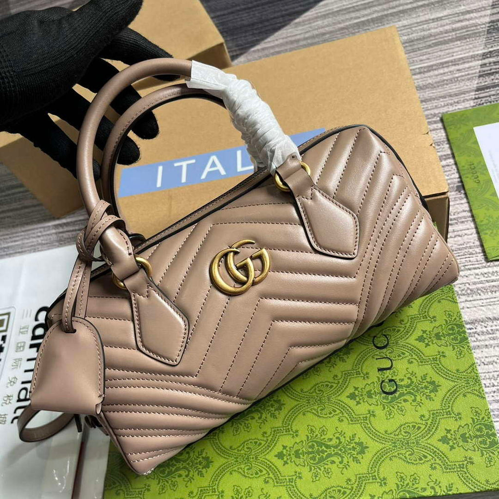 Gucci 746319 GG Marmont Small Top Handle Bag Milk tea