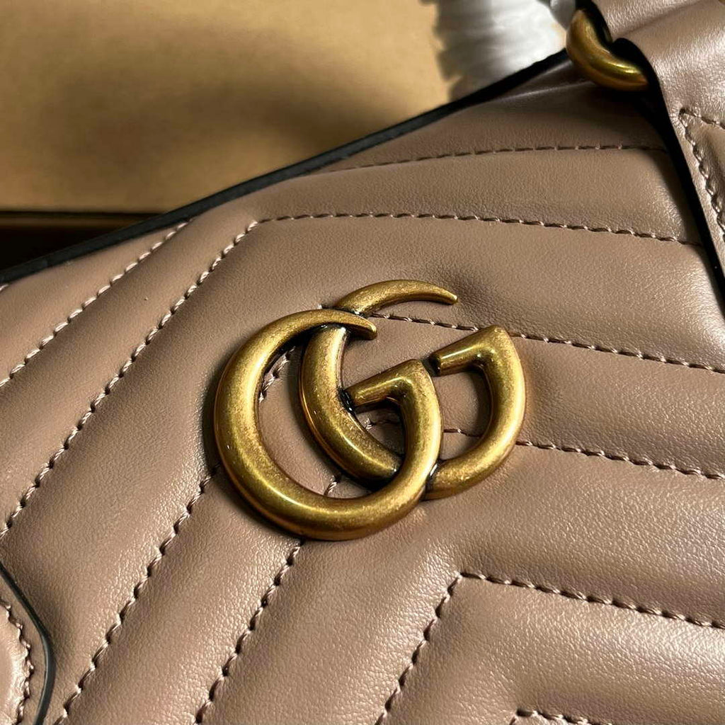 Gucci 746319 GG Marmont Small Top Handle Bag Milk tea