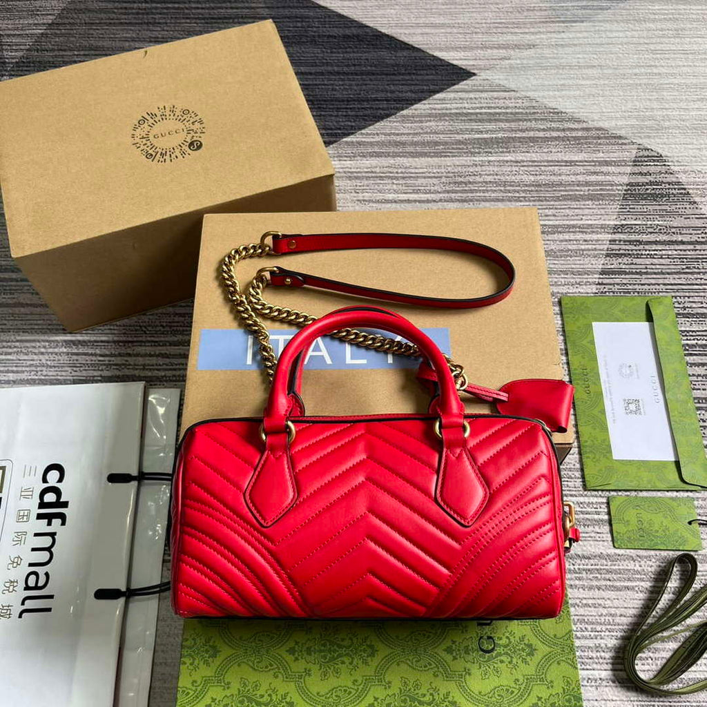 Gucci 746319 GG Marmont Small Top Handle Bag Red