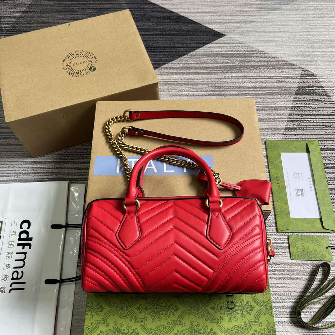 Gucci 746319 GG Marmont Small Top Handle Bag Red