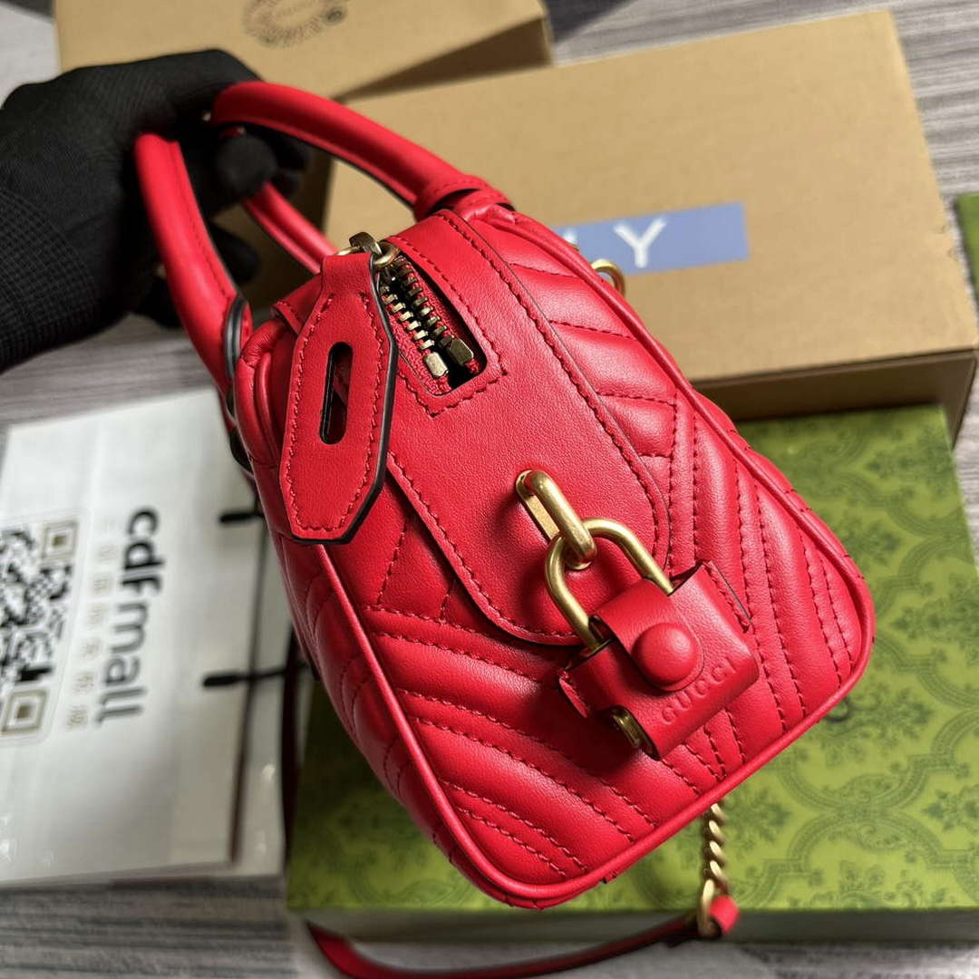 Gucci 746319 GG Marmont Small Top Handle Bag Red - Default Title - View 3