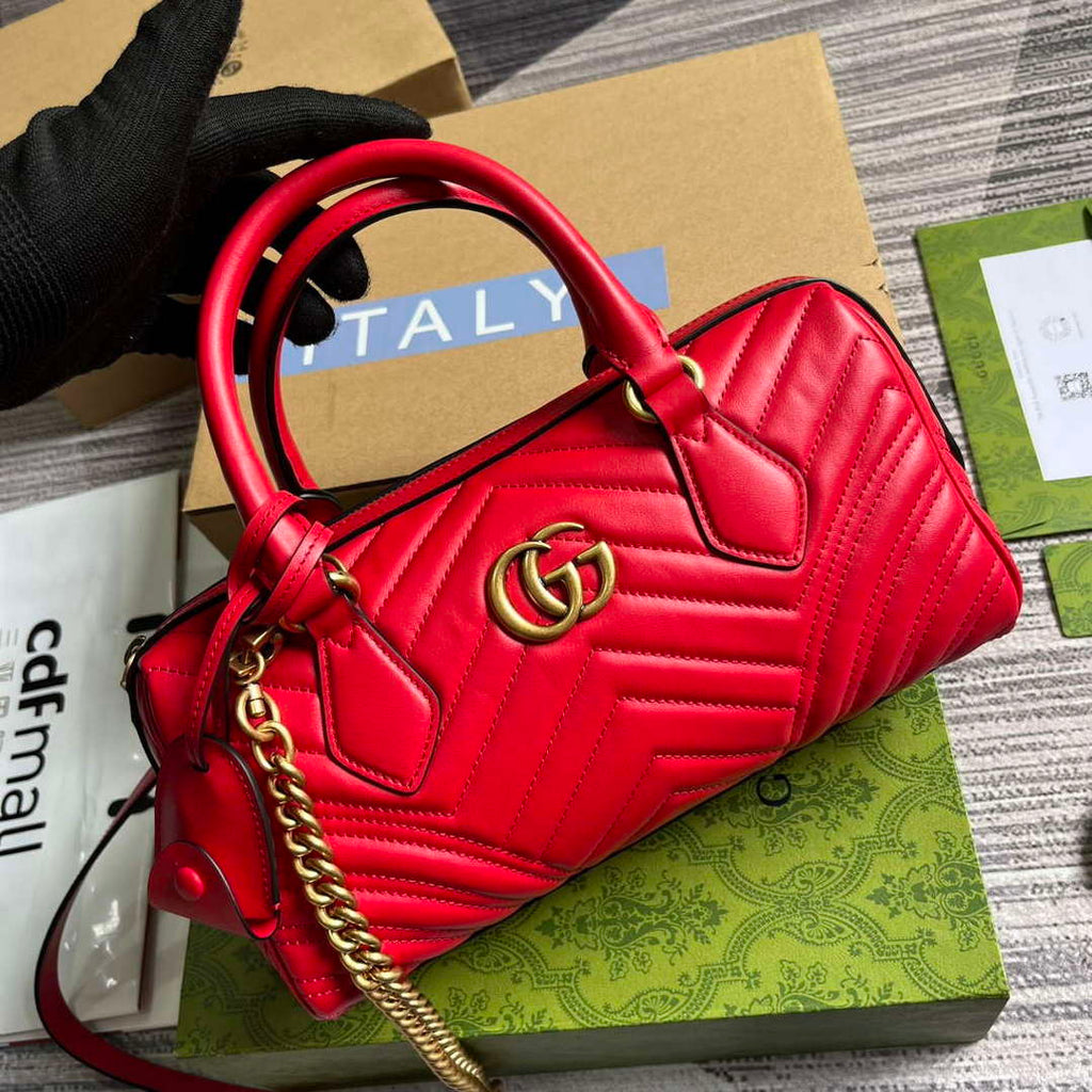 Gucci 746319 GG Marmont Small Top Handle Bag Red