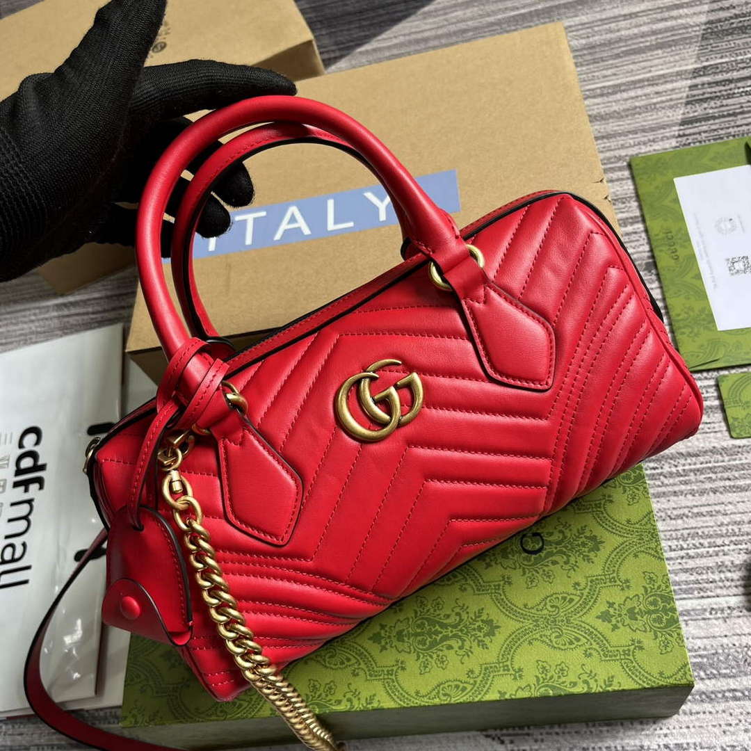 Gucci 746319 GG Marmont Small Top Handle Bag Red - Default Title - View 4