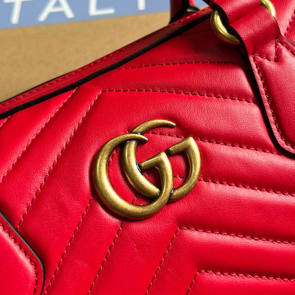 Gucci 746319 GG Marmont Small Top Handle Bag Red