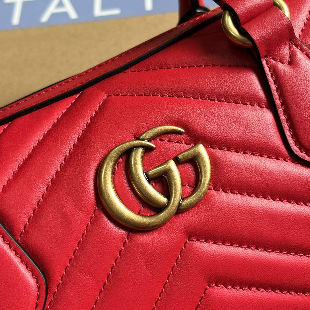 Gucci 746319 GG Marmont Small Top Handle Bag Red - Default Title - View 5