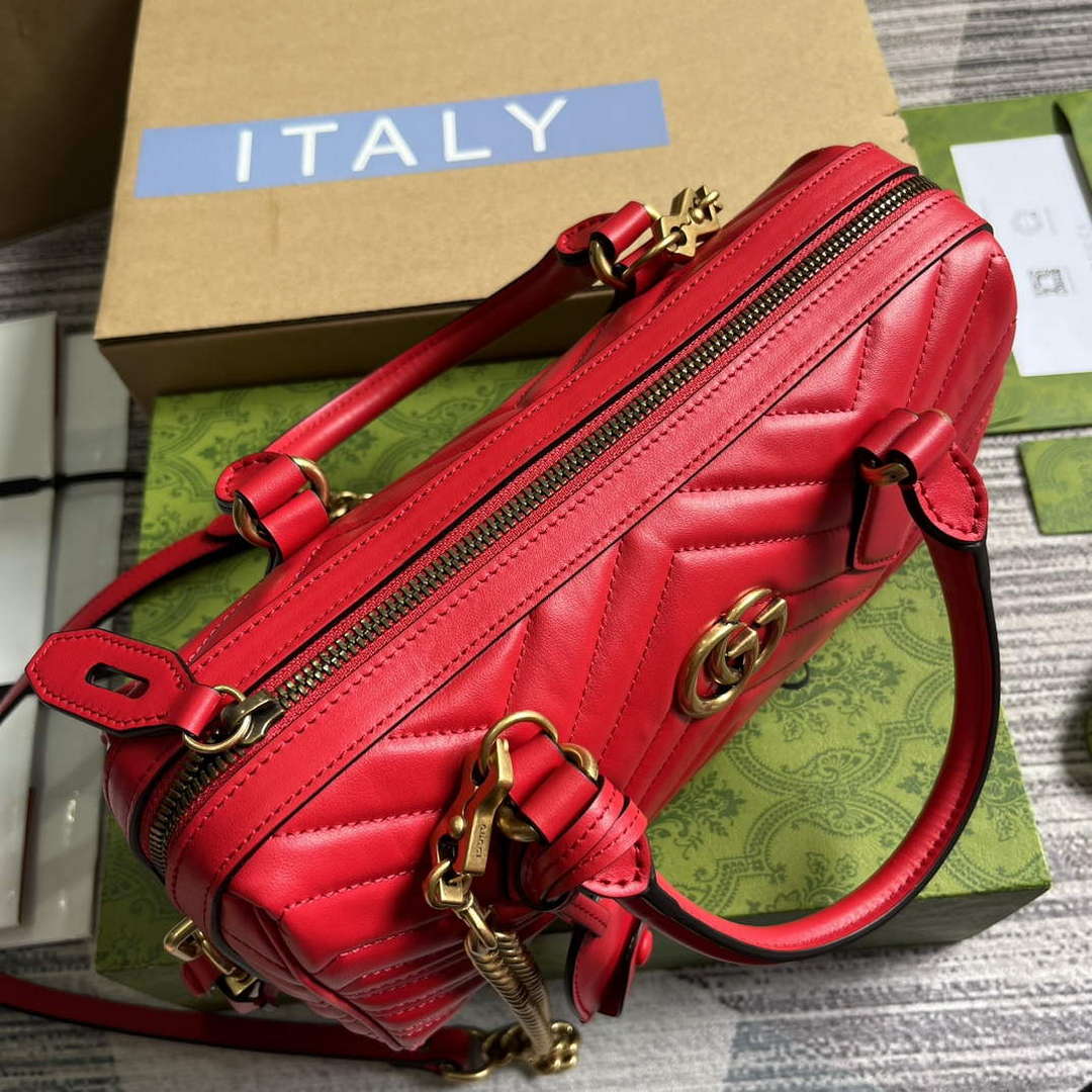 Gucci 746319 GG Marmont Small Top Handle Bag Red - Default Title - View 7