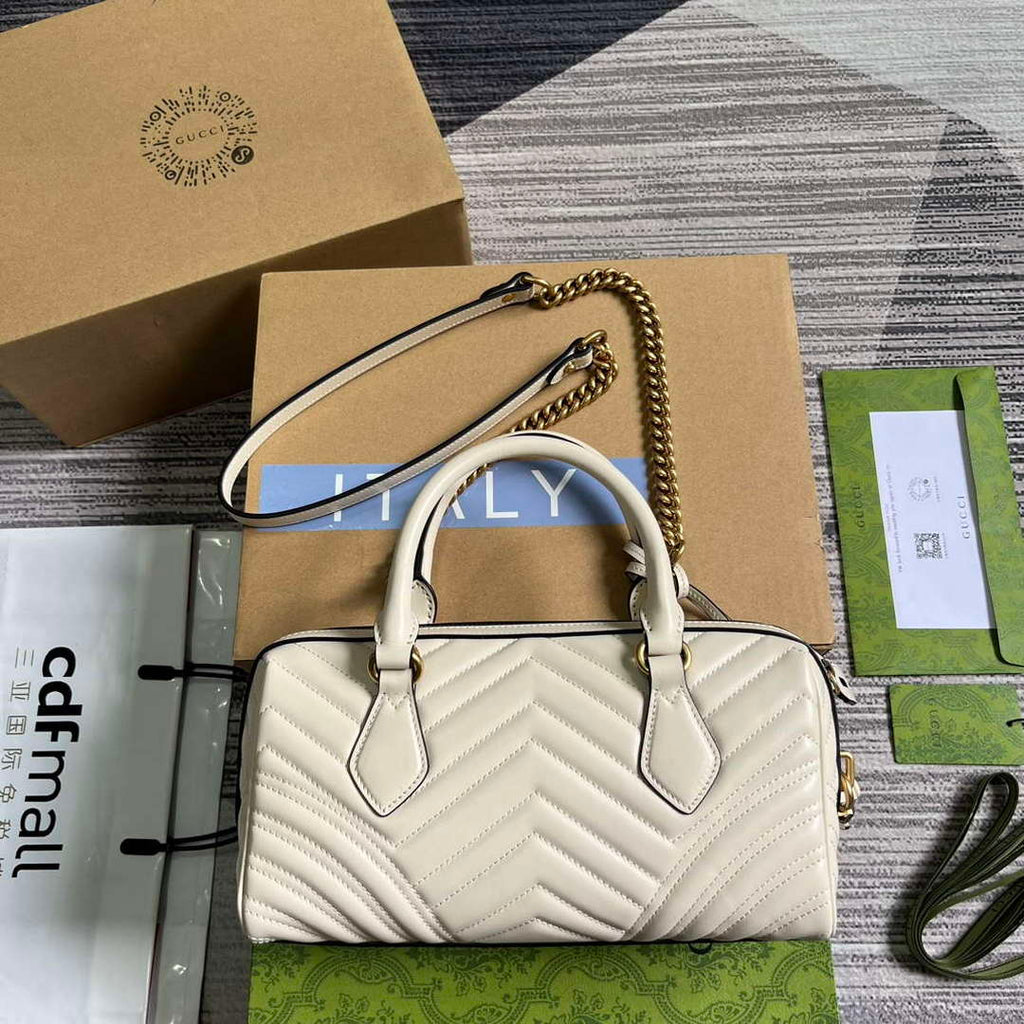 Gucci 746319 GG Marmont Small Top Handle Bag White