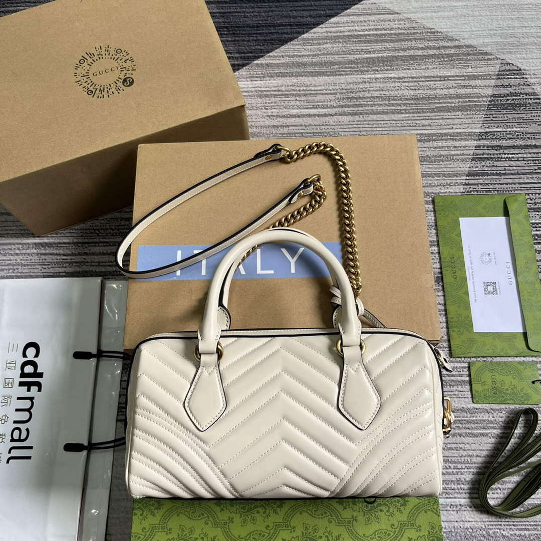 Gucci 746319 GG Marmont Small Top Handle Bag White