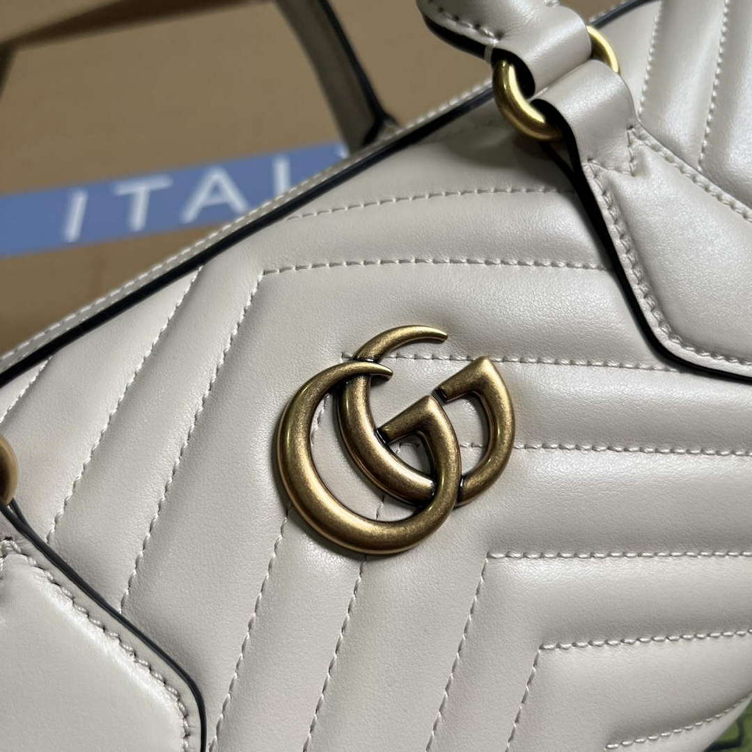 Gucci 746319 GG Marmont Small Top Handle Bag White - Default Title - View 5