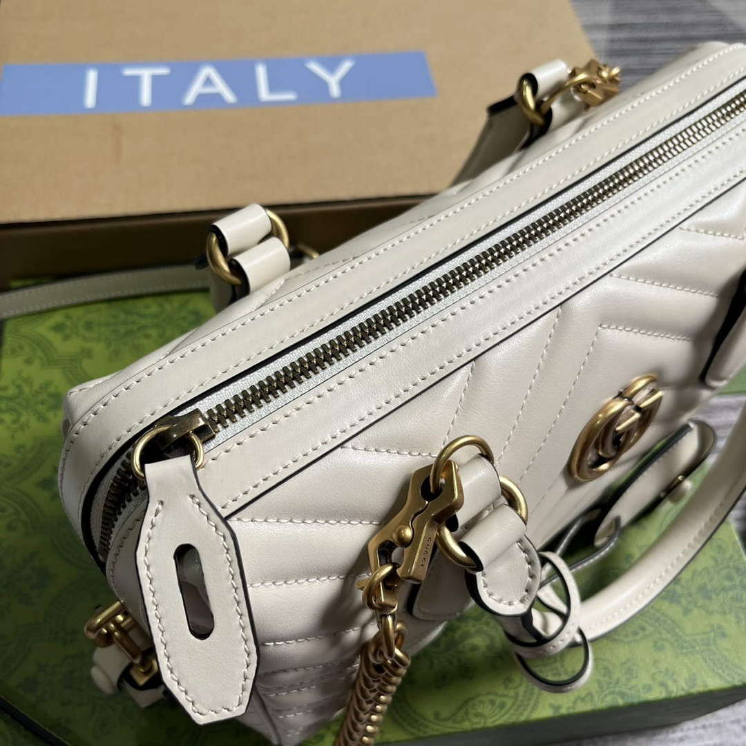 Gucci 746319 GG Marmont Small Top Handle Bag White