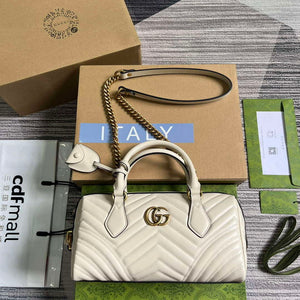 Gucci 746319 GG Marmont Small Top Handle Bag White - Default Title - View 1