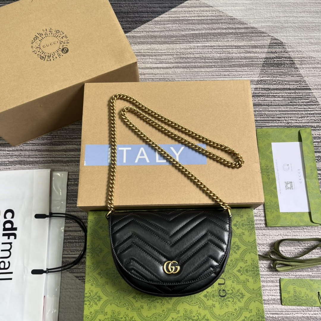 Gucci 746431 GG Marmont Matelass¨¦ Chain Mini Bag Black