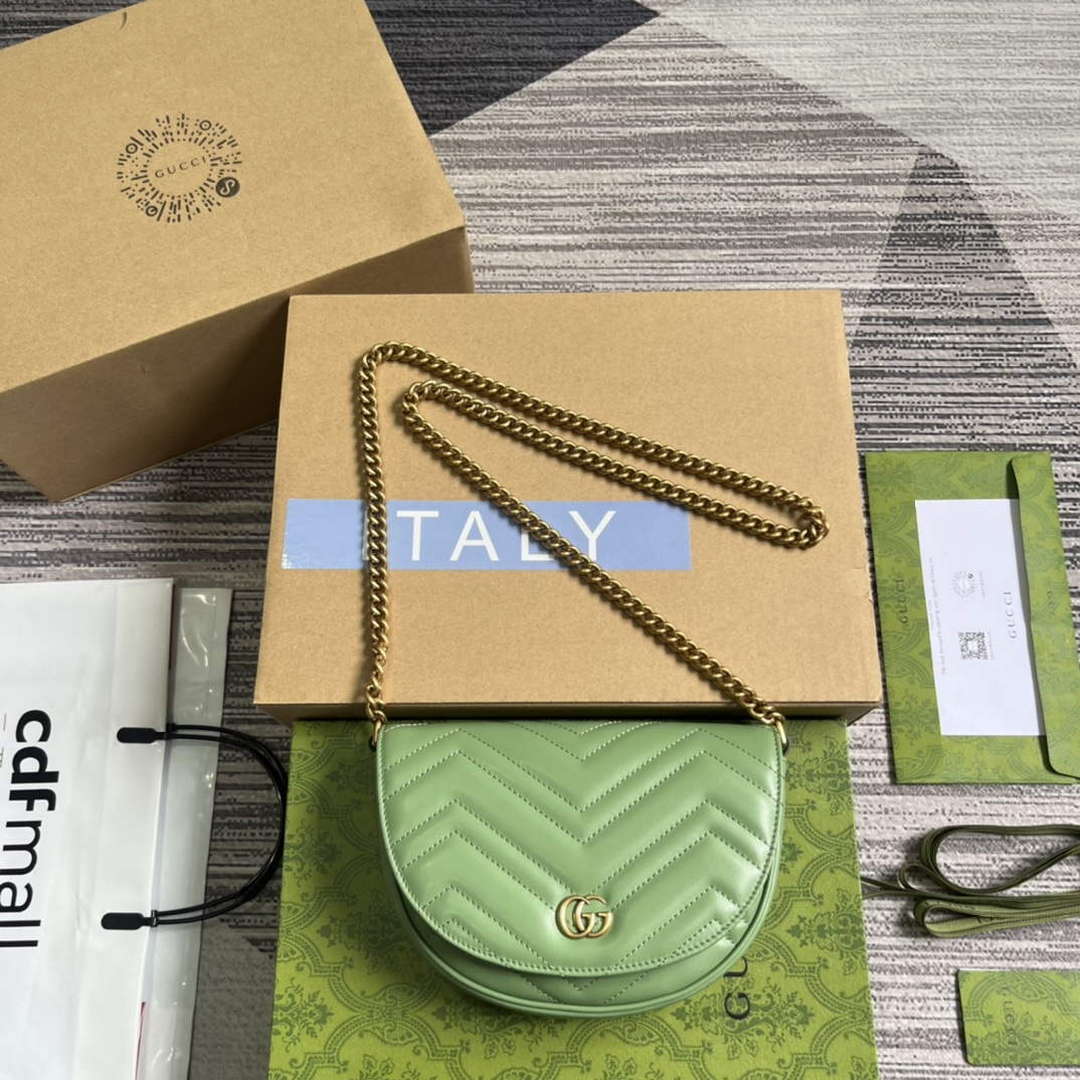 Gucci 746431 GG Marmont Matelass¨¦ Chain Mini Bag Green