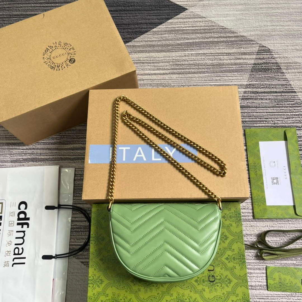 Gucci 746431 GG Marmont Matelass¨¦ Chain Mini Bag Green