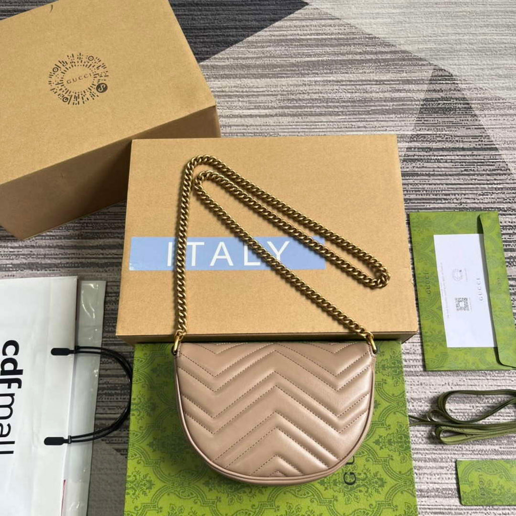 Gucci 746431 GG Marmont Matelass¨¦ Chain Mini Bag Milk tea