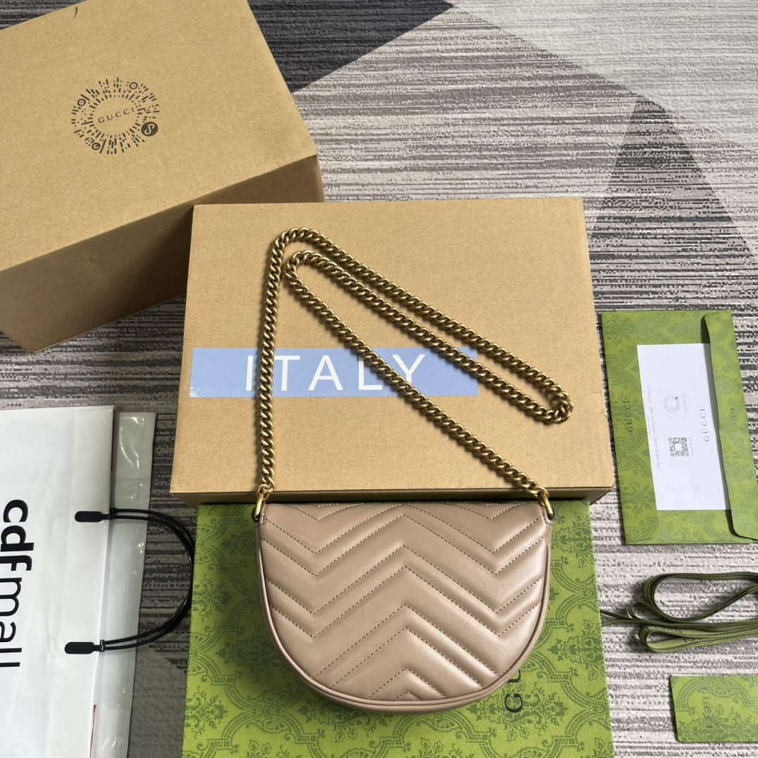 Gucci 746431 GG Marmont Matelass¨¦ Chain Mini Bag Milk tea