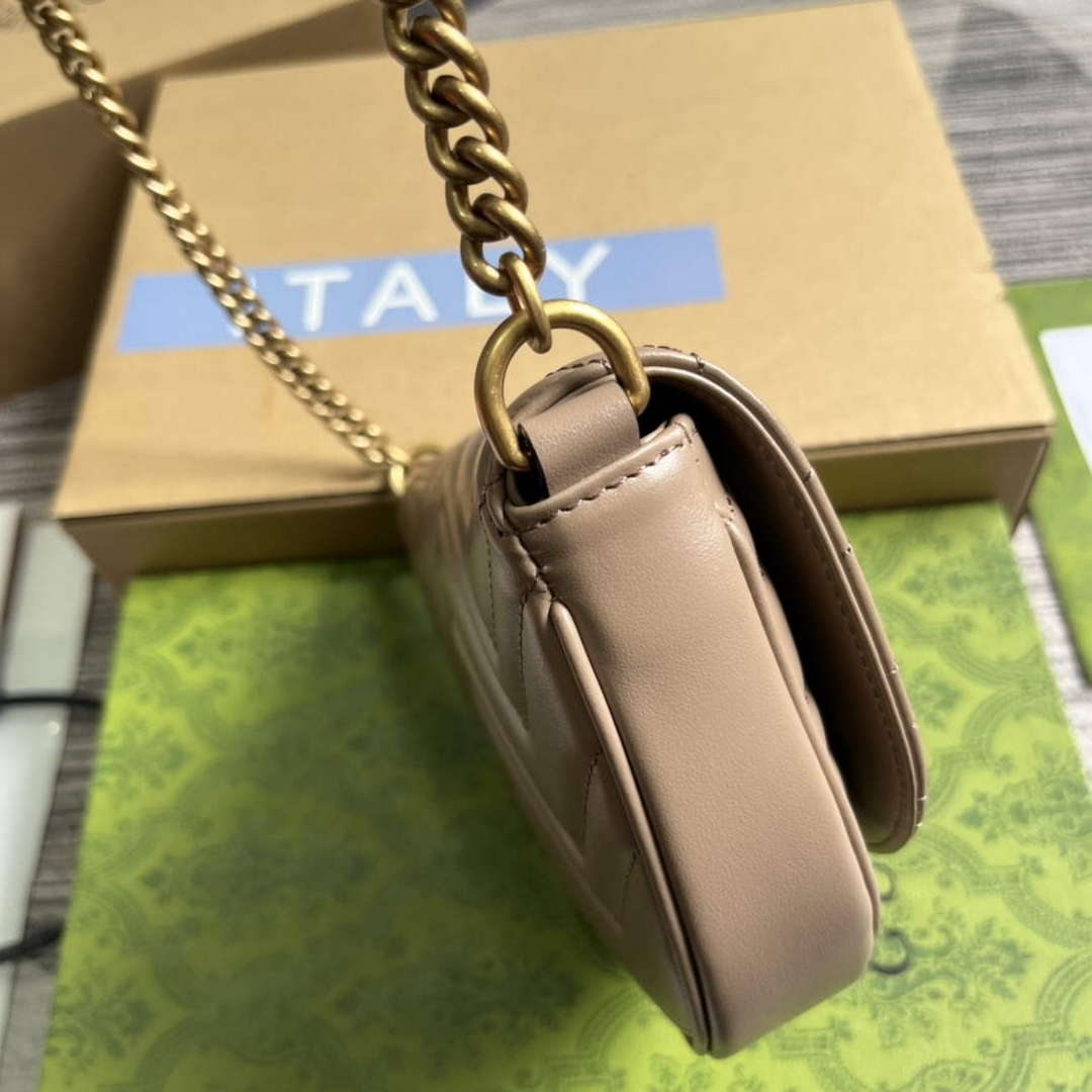 Gucci 746431 GG Marmont Matelass¨¦ Chain Mini Bag Milk tea
