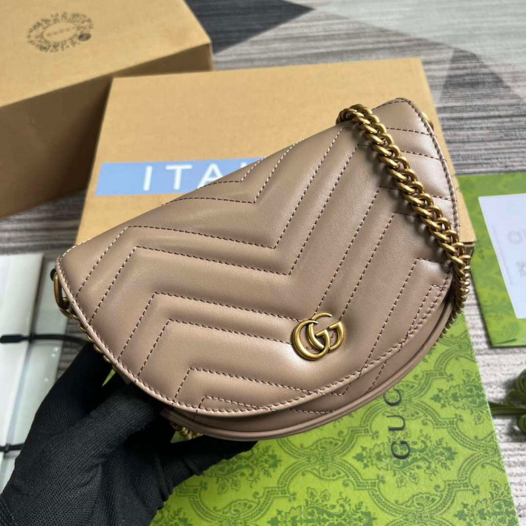 Gucci 746431 GG Marmont Matelass¨¦ Chain Mini Bag Milk tea