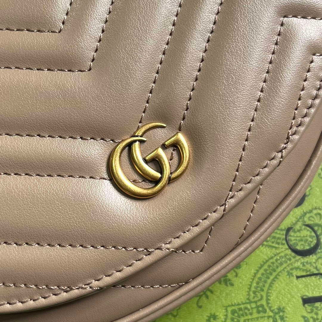 Gucci 746431 GG Marmont Matelass¨¦ Chain Mini Bag Milk tea