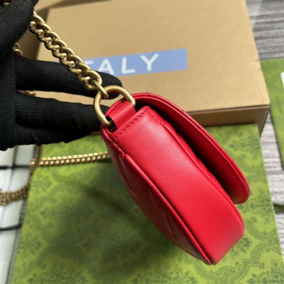 Gucci 746431 GG Marmont Matelass¨¦ Chain Mini Bag Red
