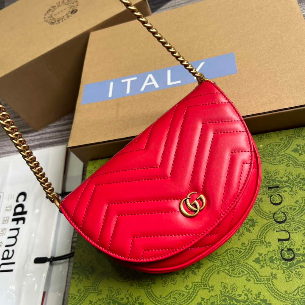 Gucci 746431 GG Marmont Matelass¨¦ Chain Mini Bag Red