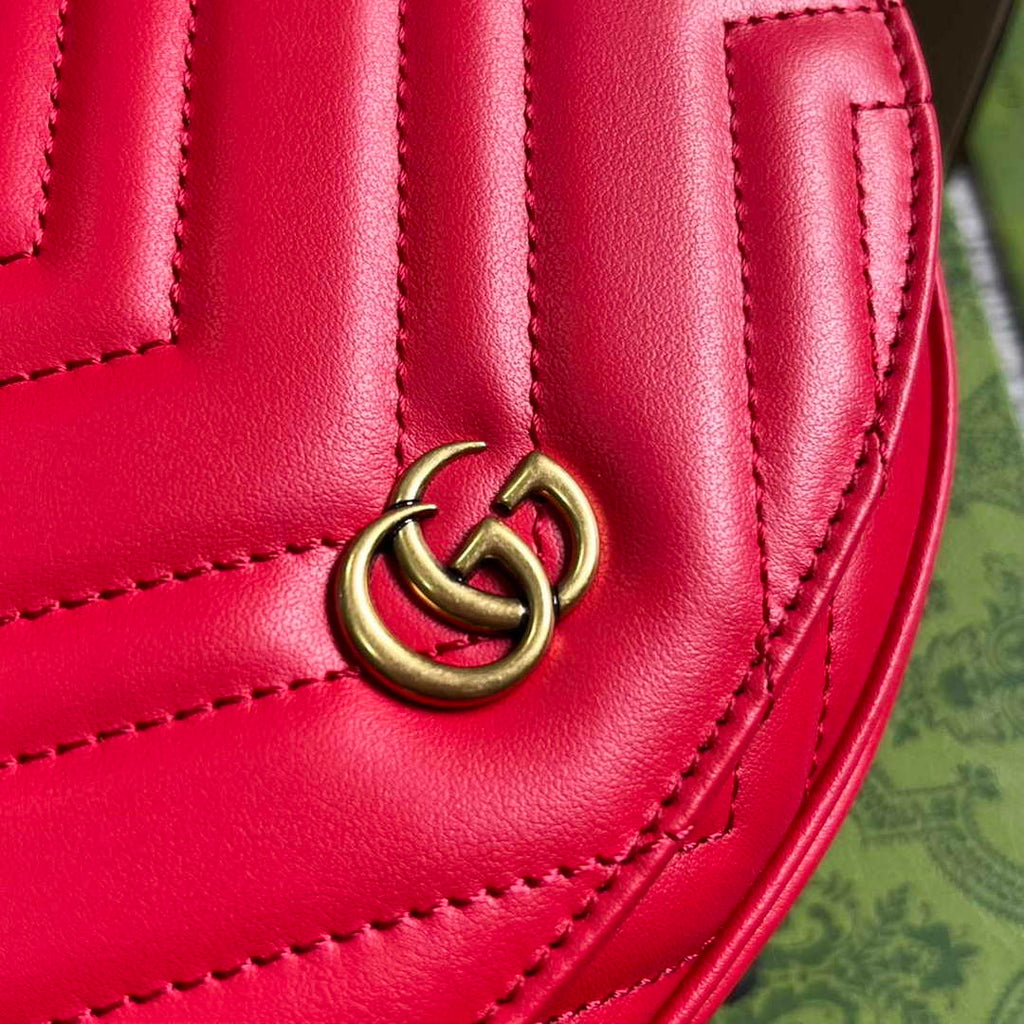 Gucci 746431 GG Marmont Matelass¨¦ Chain Mini Bag Red