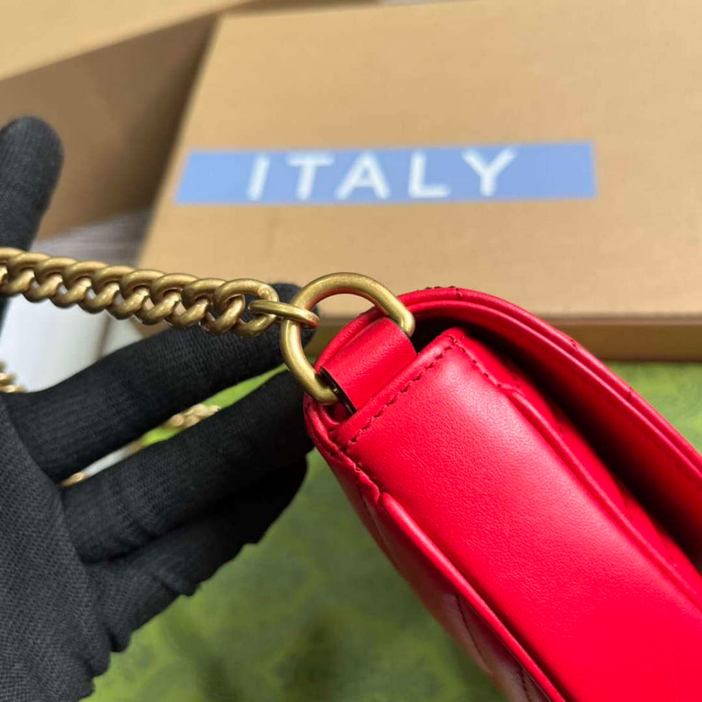 Gucci 746431 GG Marmont Matelass¨¦ Chain Mini Bag Red