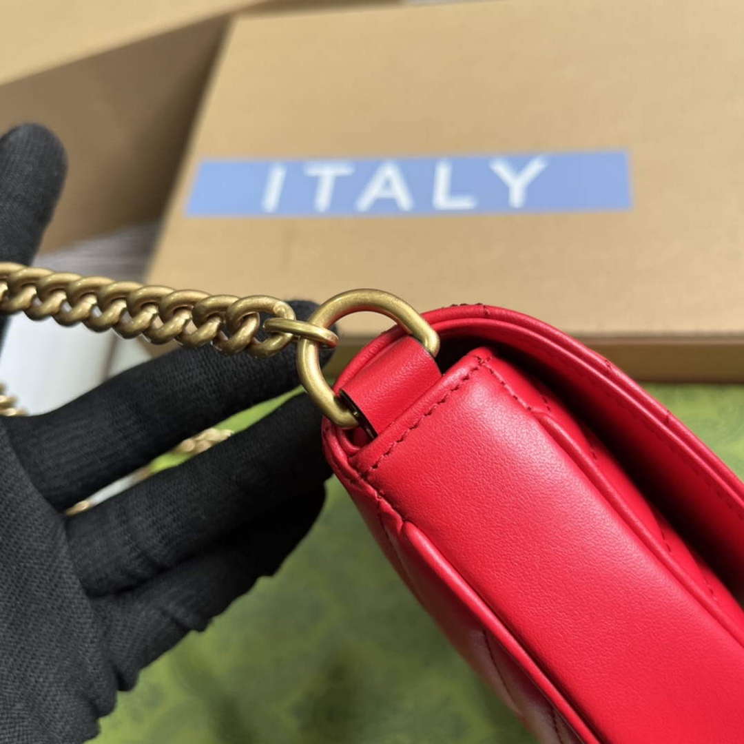 Gucci 746431 GG Marmont Matelass¨¦ Chain Mini Bag Red