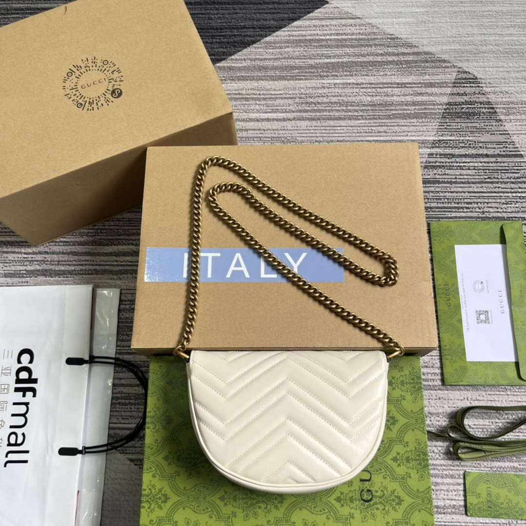Gucci 746431 GG Marmont Matelass¨¦ Chain Mini Bag White