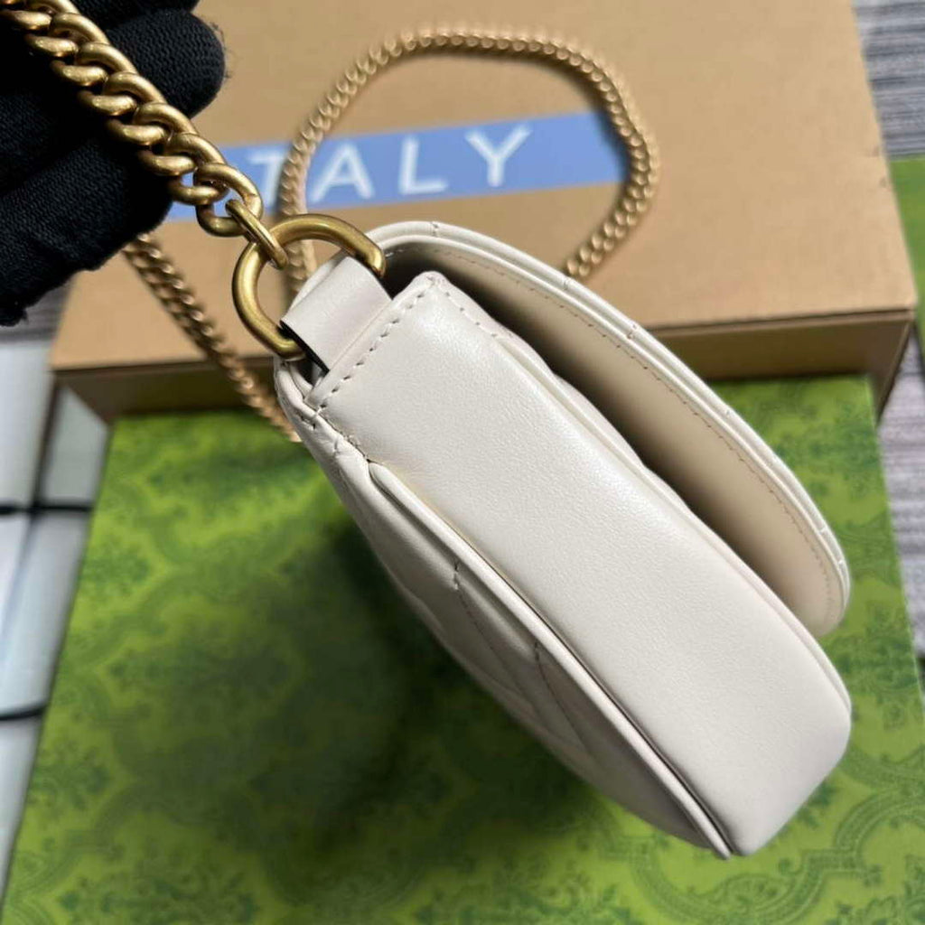 Gucci 746431 GG Marmont Matelass¨¦ Chain Mini Bag White