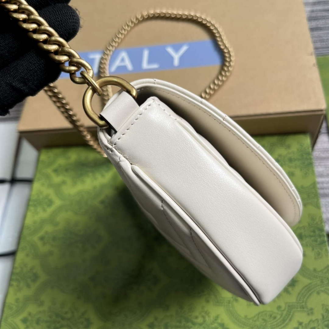 Gucci 746431 GG Marmont Matelass¨¦ Chain Mini Bag White