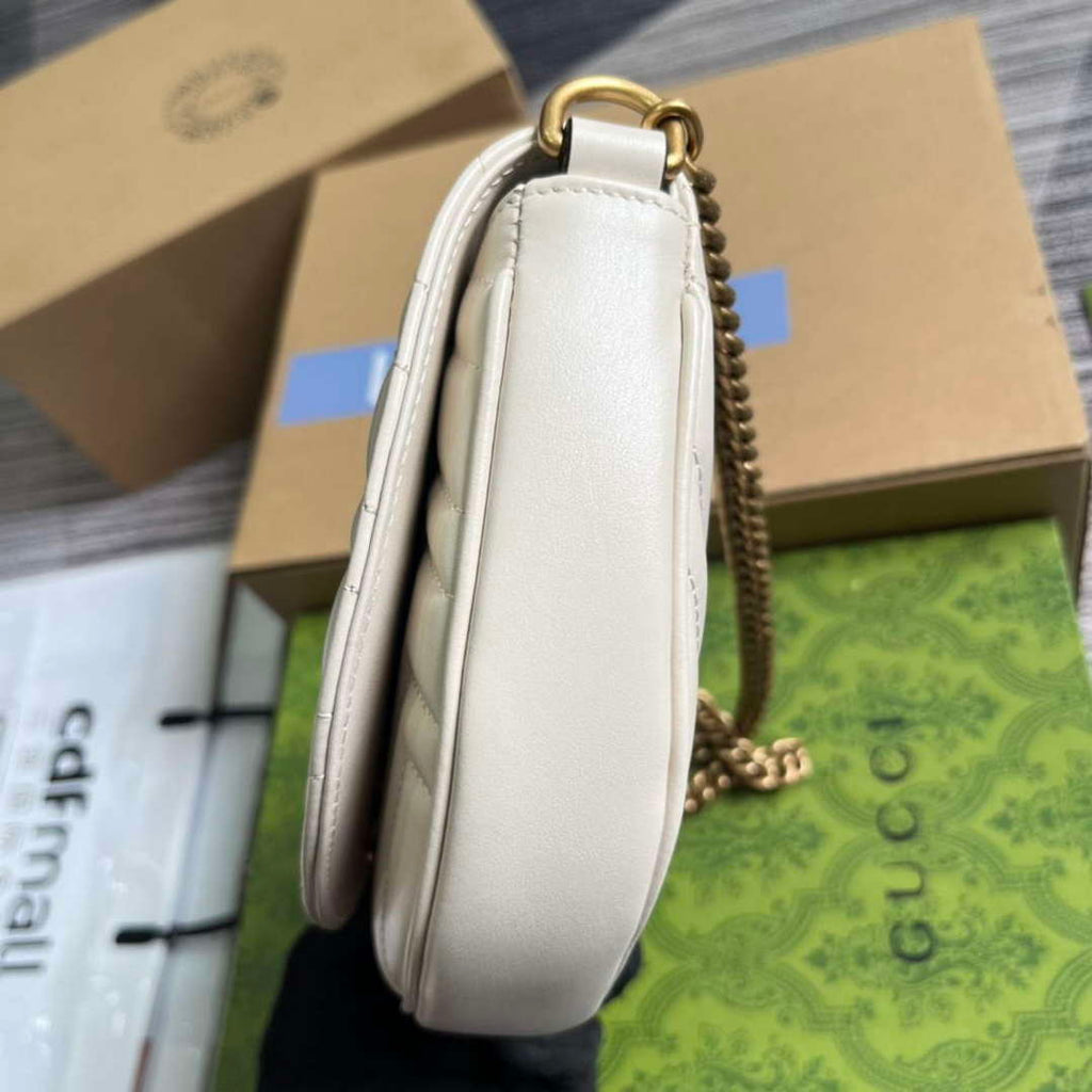 Gucci 746431 GG Marmont Matelass¨¦ Chain Mini Bag White