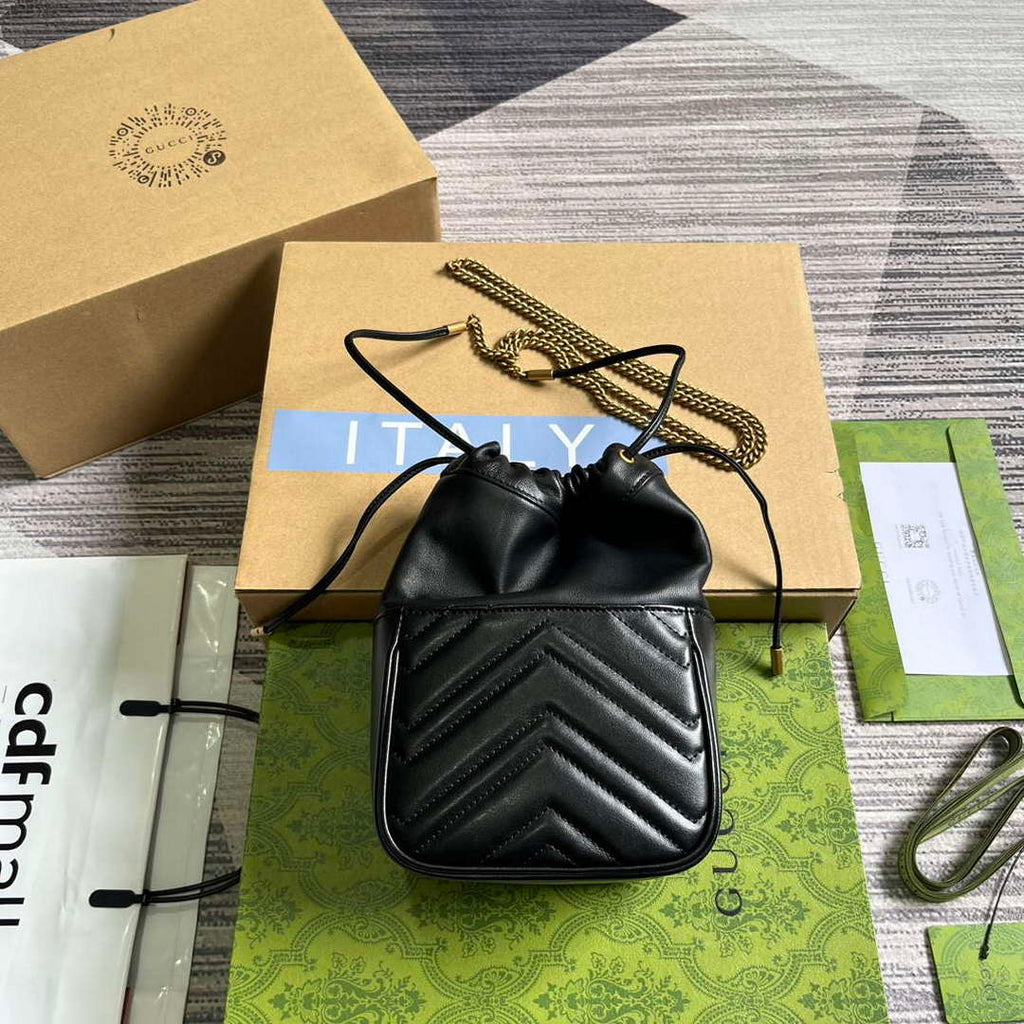 Gucci 746433 GG Marmont Mini Bucket Bag Black