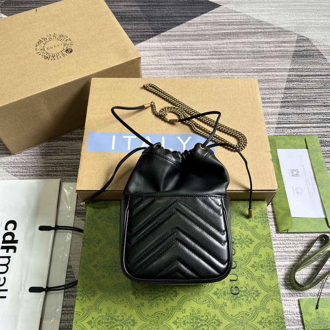 Gucci 746433 GG Marmont Mini Bucket Bag Black - Default Title - View 2