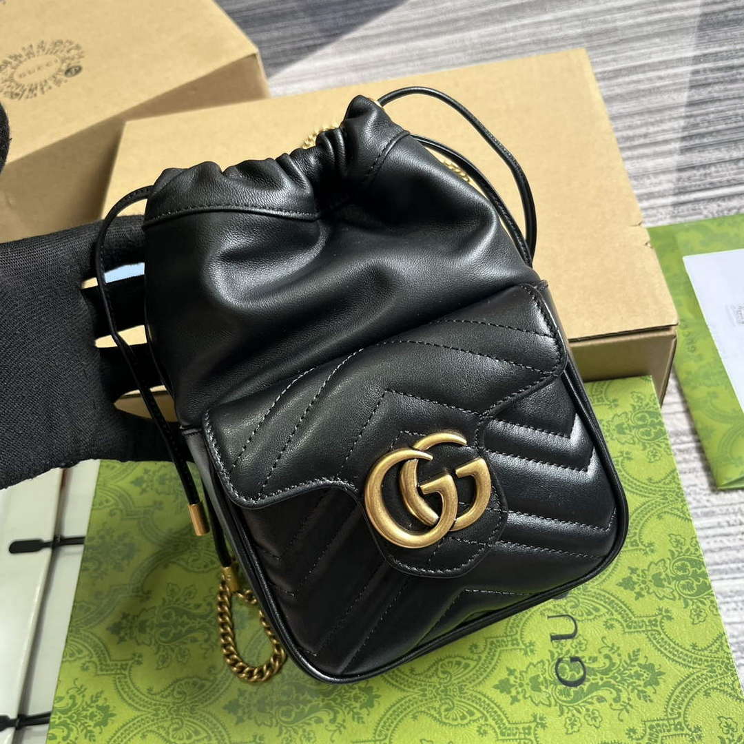 Gucci 746433 GG Marmont Mini Bucket Bag Black - Default Title - View 4