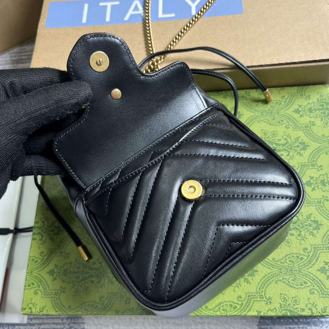 Gucci 746433 GG Marmont Mini Bucket Bag Black - Default Title - View 7