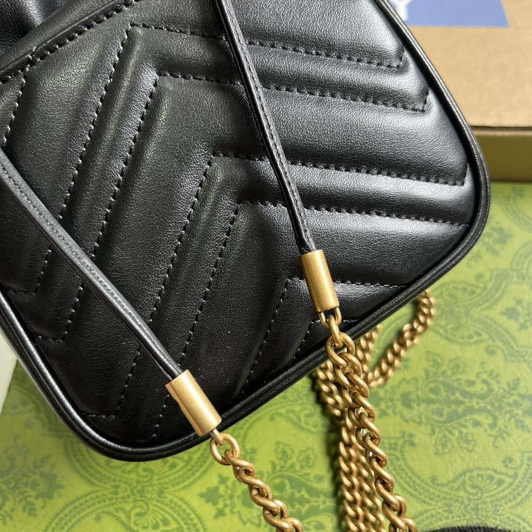 Gucci 746433 GG Marmont Mini Bucket Bag Black - Default Title - View 8