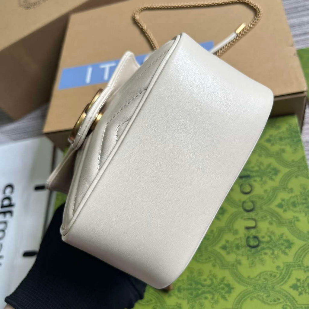 Gucci 746433 GG Marmont Mini Bucket Bag White