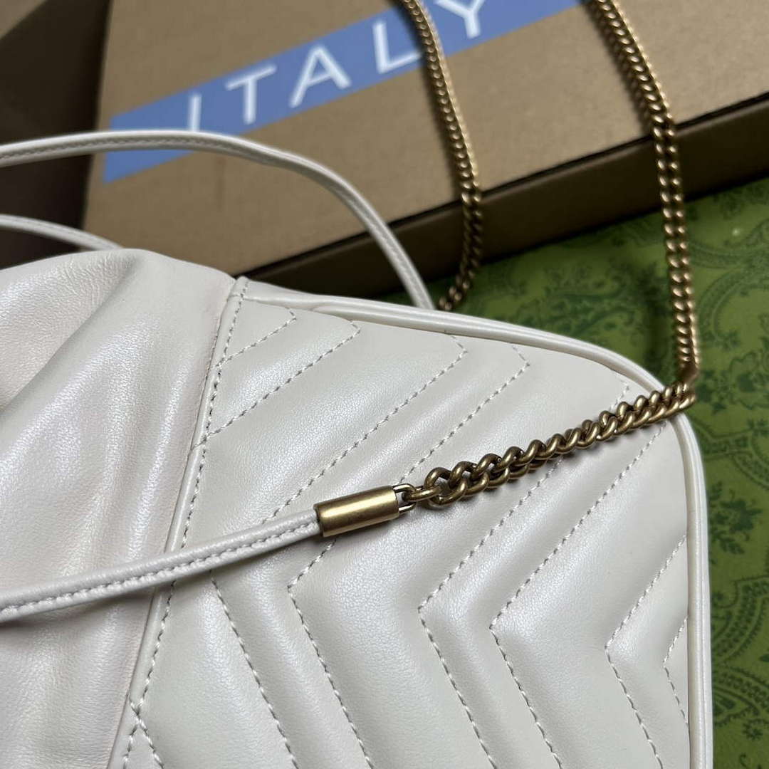 Gucci 746433 GG Marmont Mini Bucket Bag White